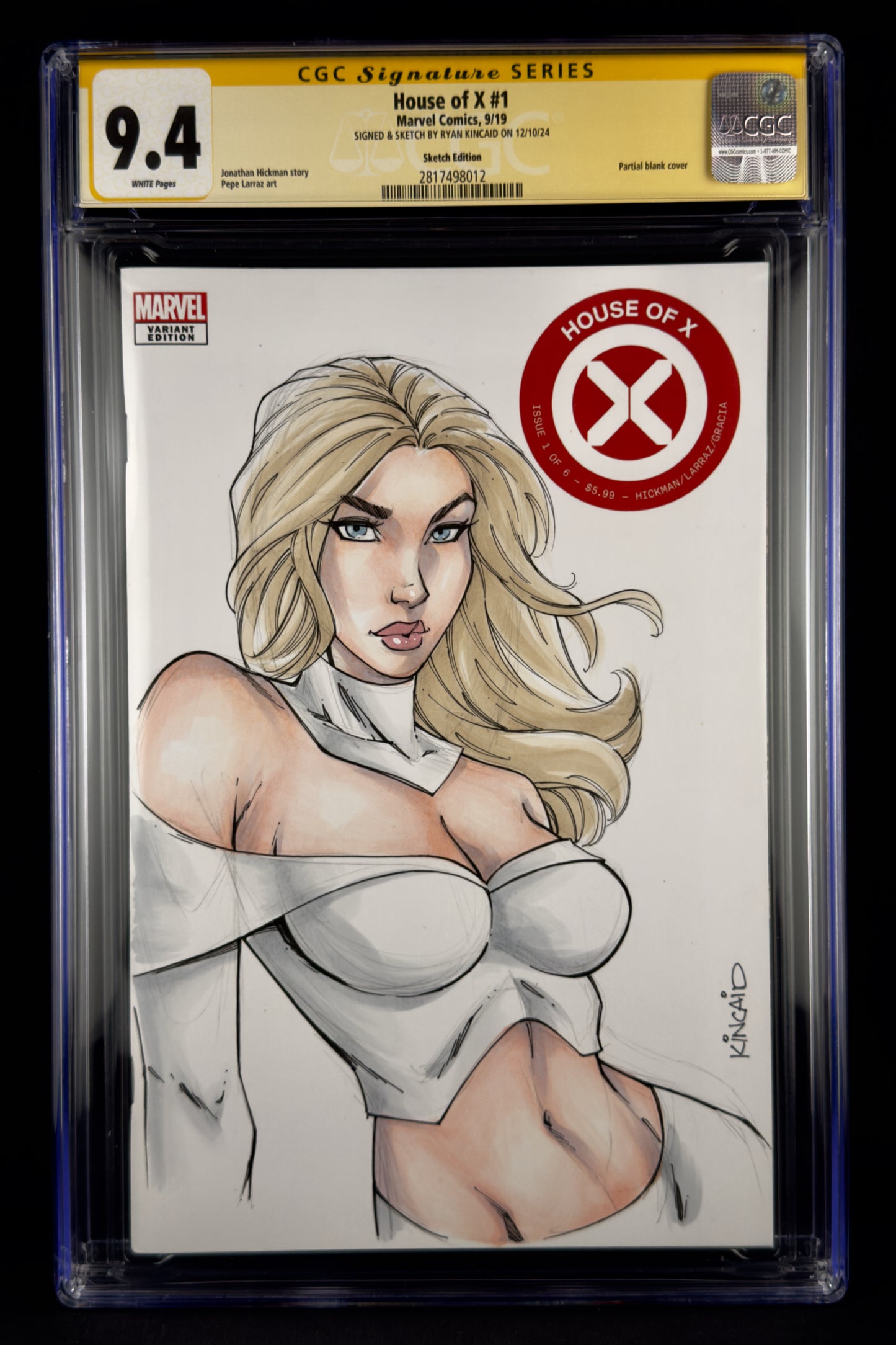 House of X #1 (2019) CGC 9.4 SS Ryan Kincaid Emma Frost Sketch.