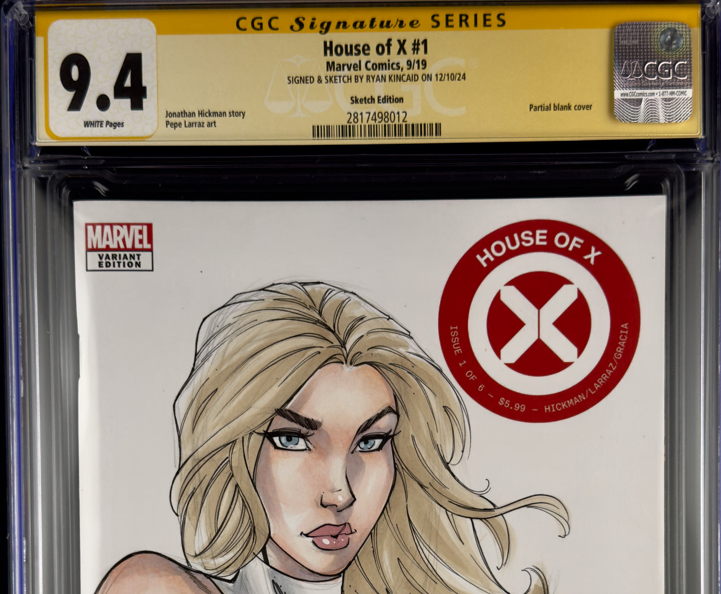 House of X #1 (2019) CGC 9.4 SS Ryan Kincaid Emma Frost Sketch