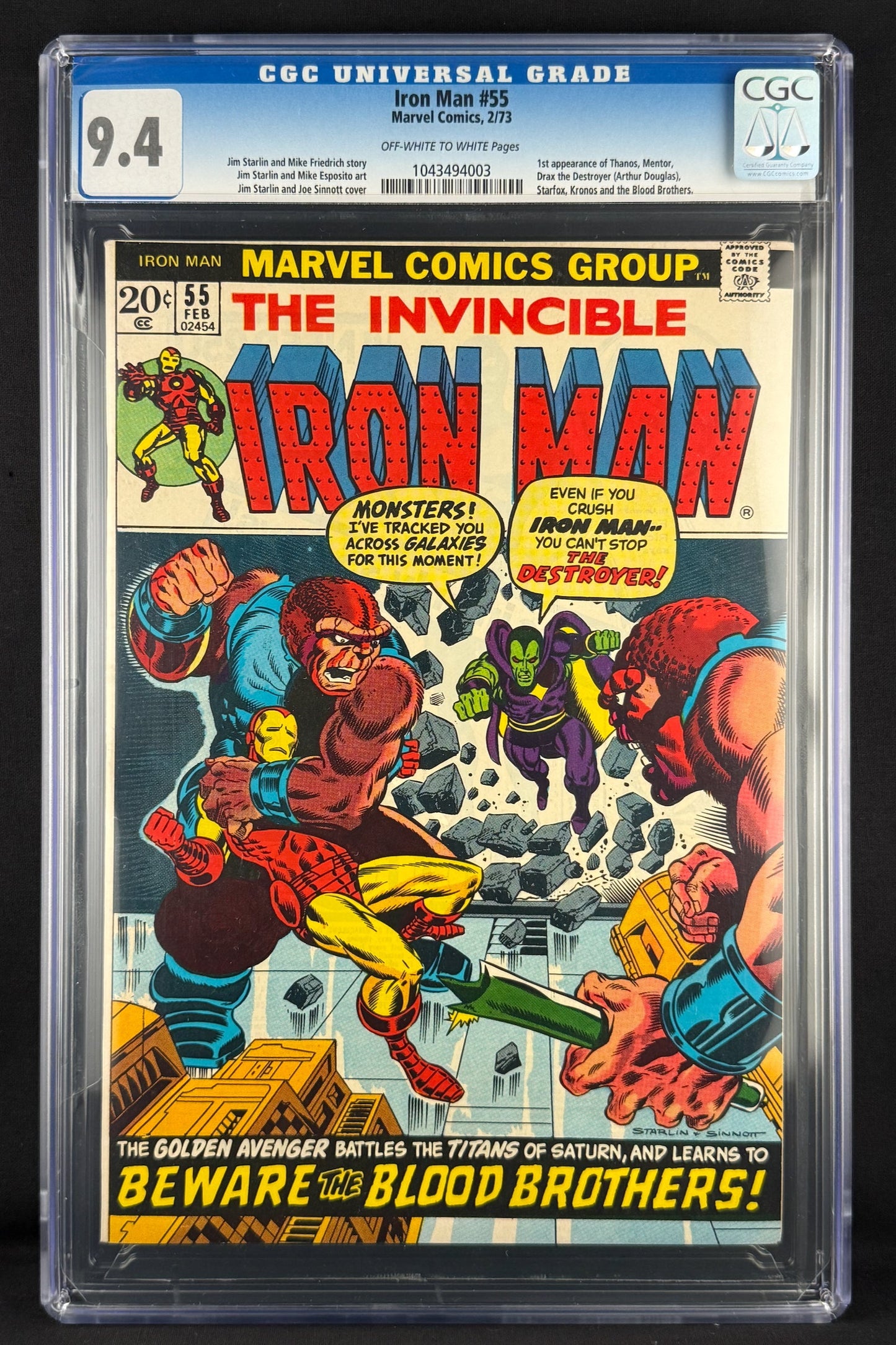 Iron Man #55 (1973) CGC 9.4 Jim Starlin - 1st app Thanos