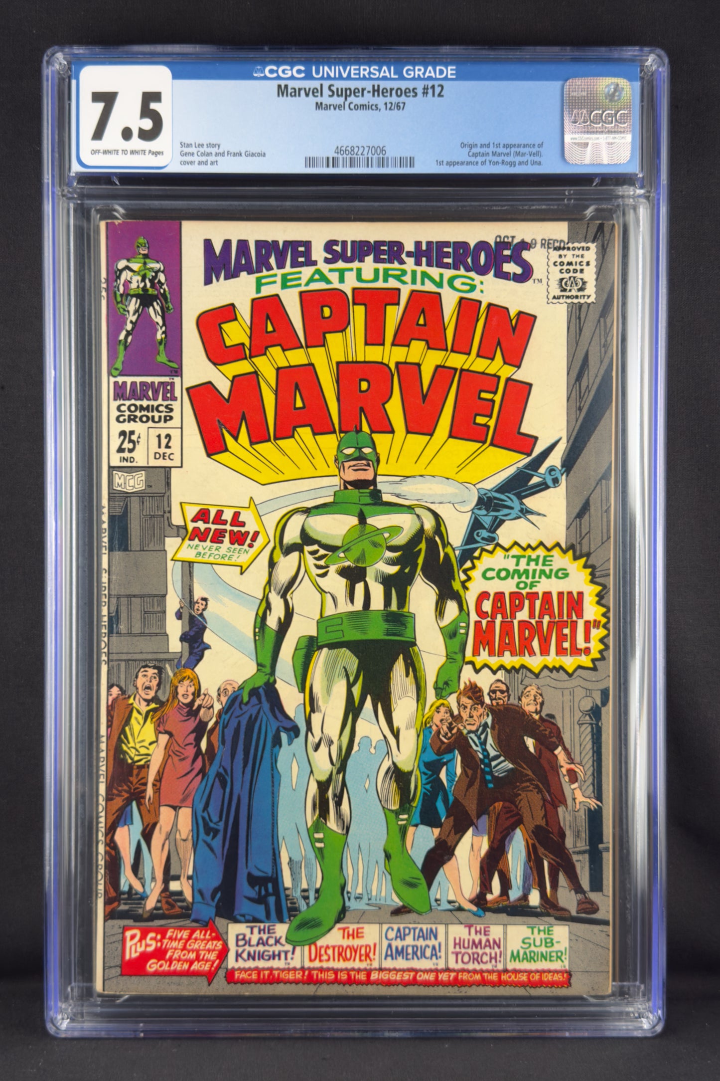 Marvel Super-Heroes #12 (1967) CGC 7.5—First app of Captain Marvel.
