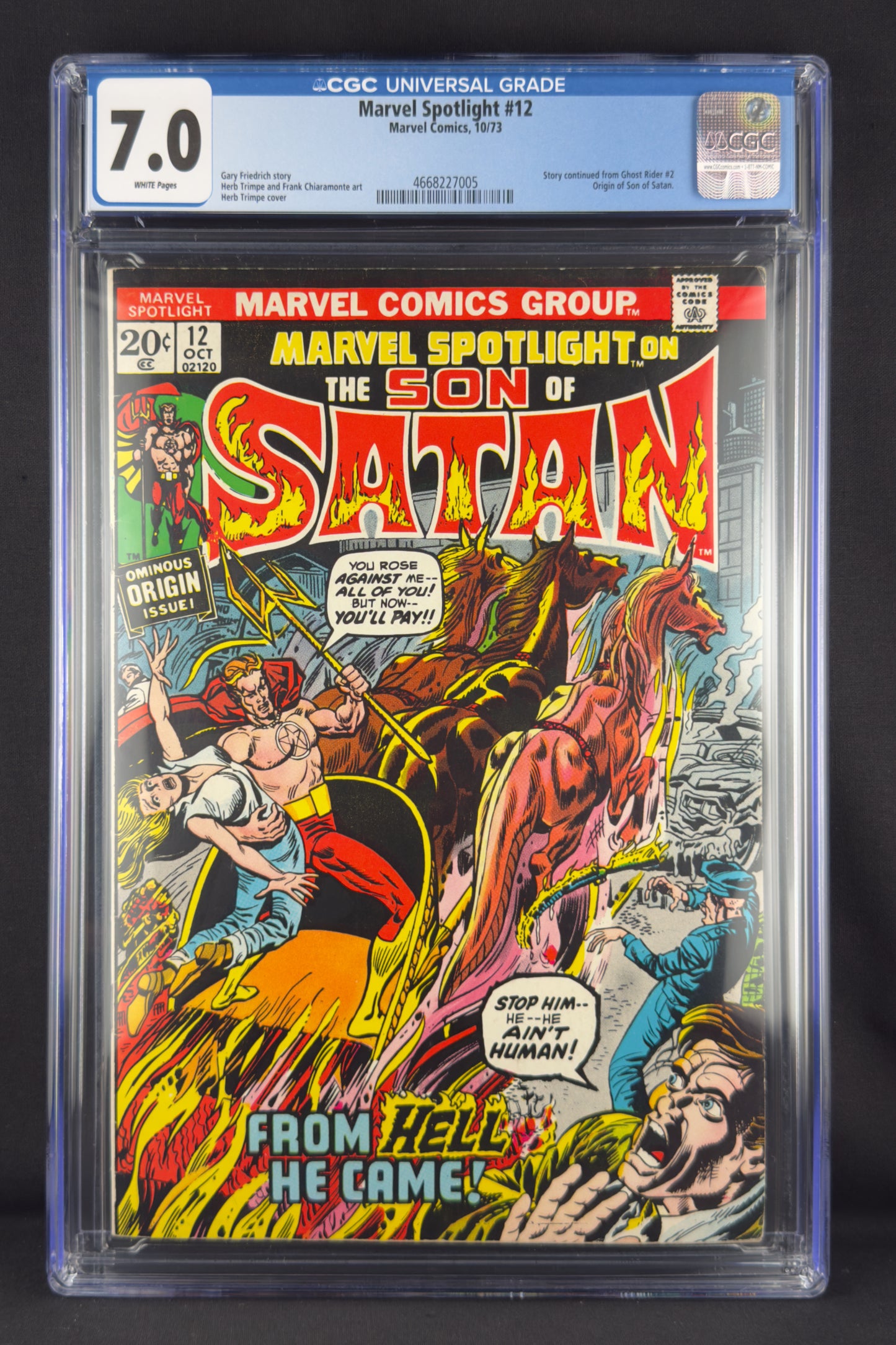 Marvel Spotlight #12 (1973) CGC 7.0—Origin of Son of Satan.