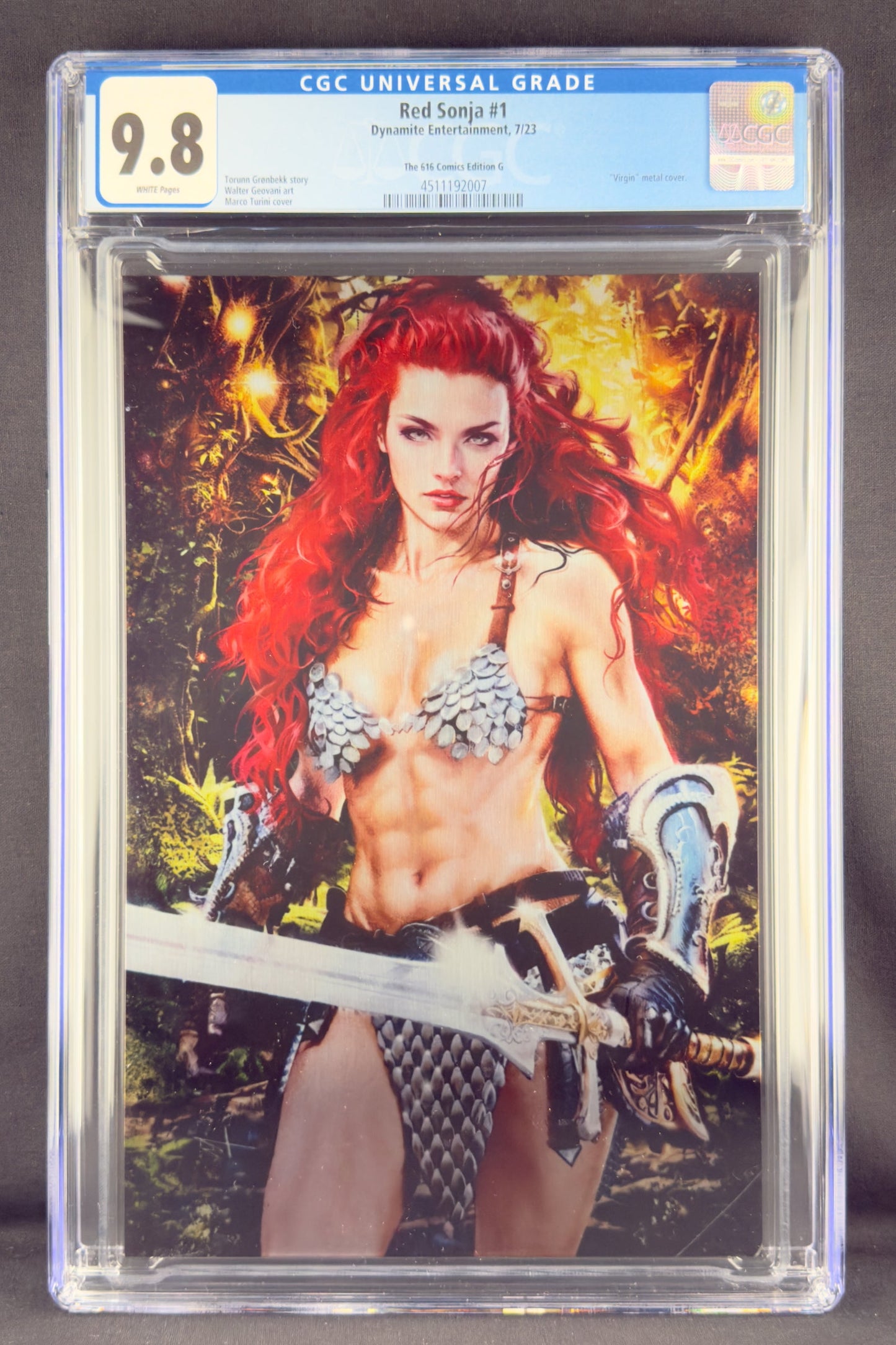 Red Sonja #1 (2023) CGC 9.8 Marco Turini Metal Virgin Variant G Ltd 30
