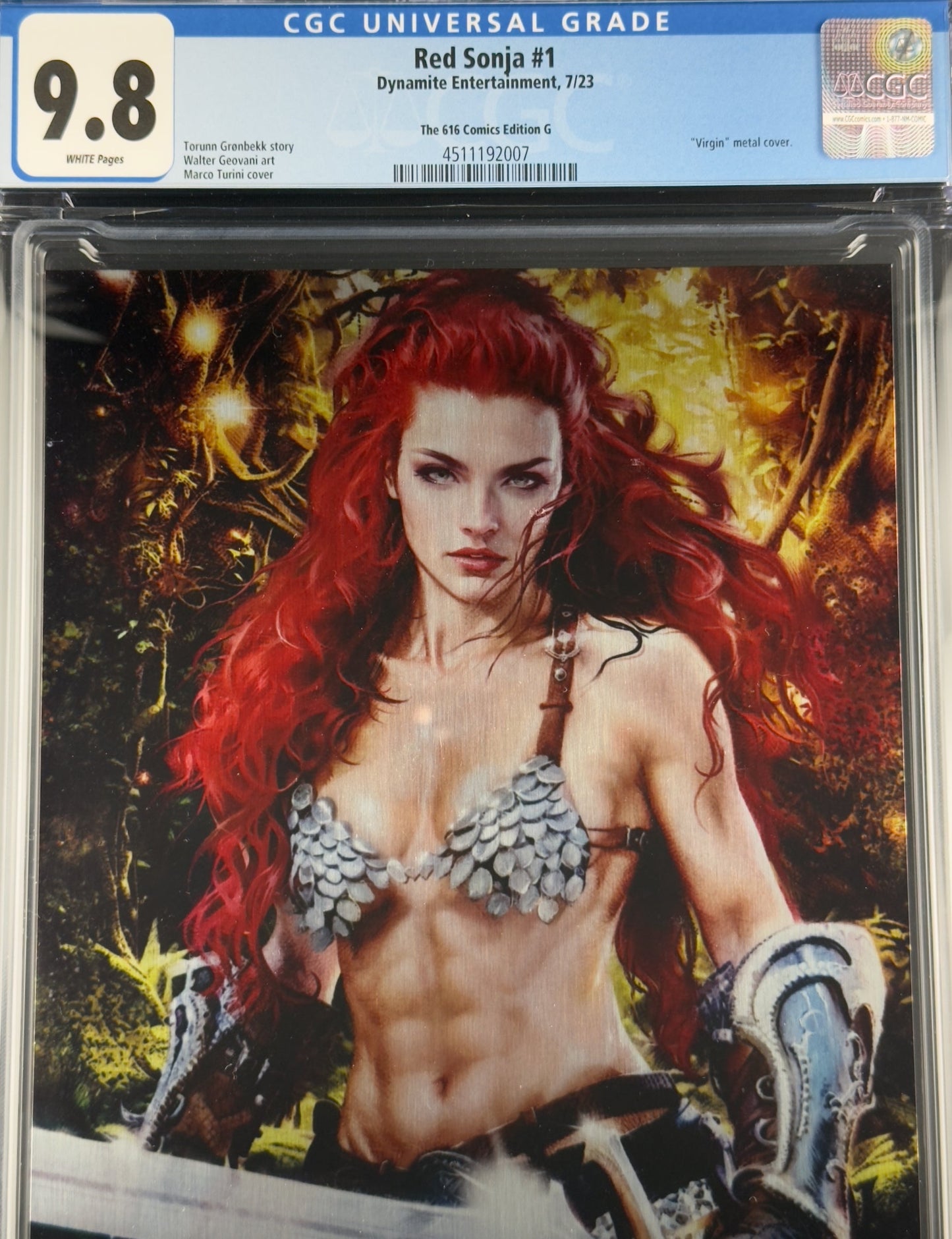 Red Sonja #1 (2023) CGC 9.8 Marco Turini Metal Virgin Variant G Ltd 30