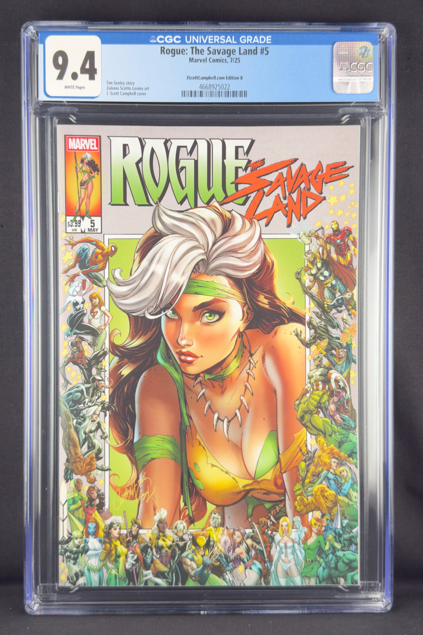 Rogue The Savage Land #5 (2025) CGC 9.4 J Scott Campbell Variant B.