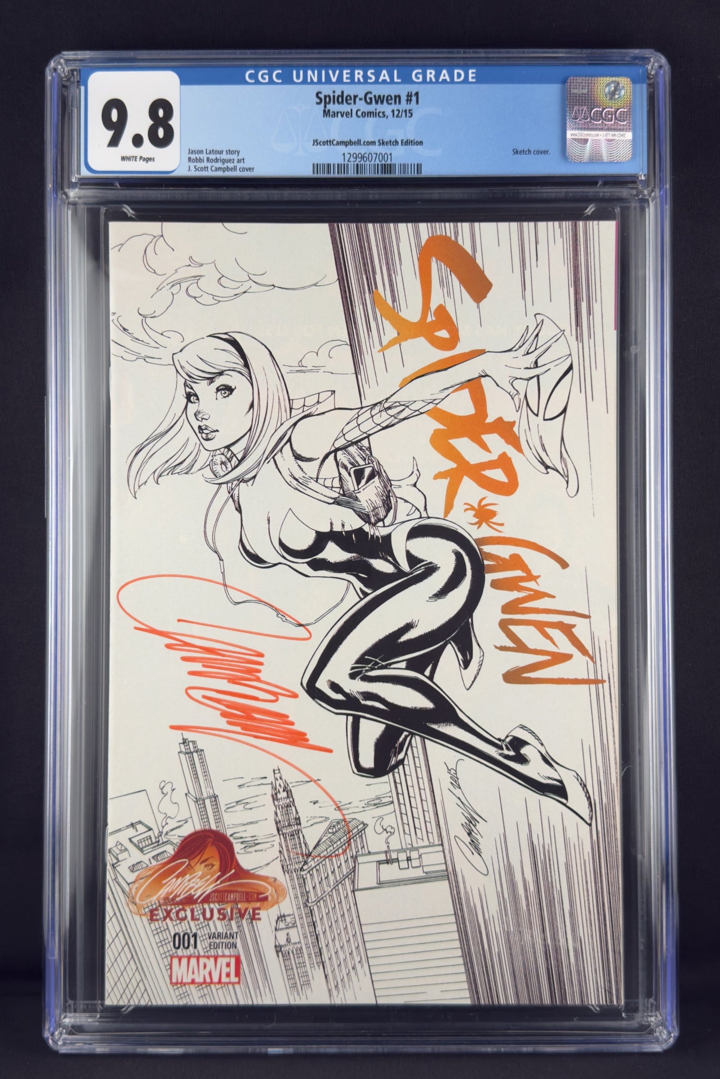 Spider-Gwen #1 (2015) CGC 9.8 J. Scott Campbell Sketch Variant Ltd 300