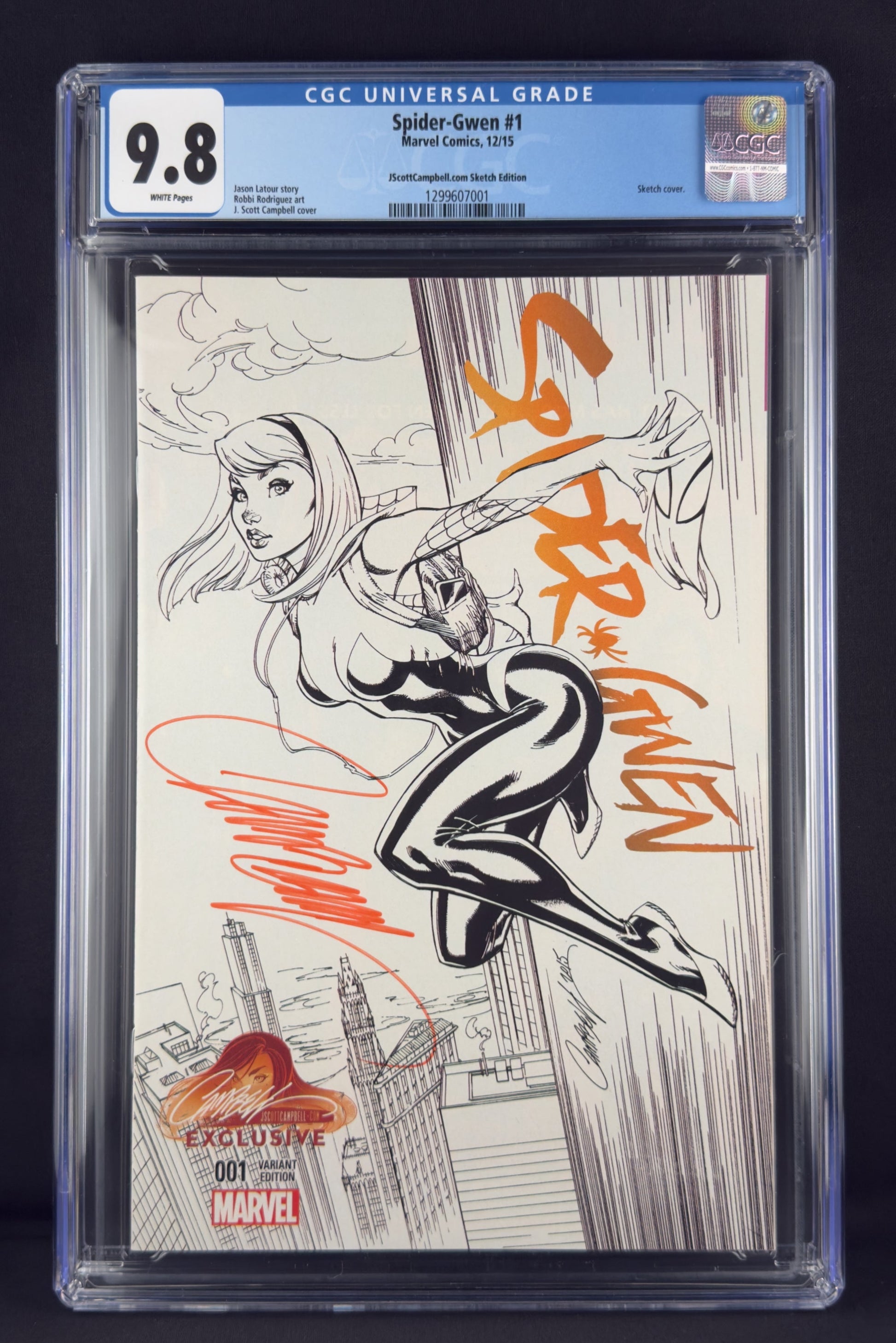 Spider-Gwen #1 (2015) CGC 9.8 J. Scott Campbell Sketch Variant Ltd 300