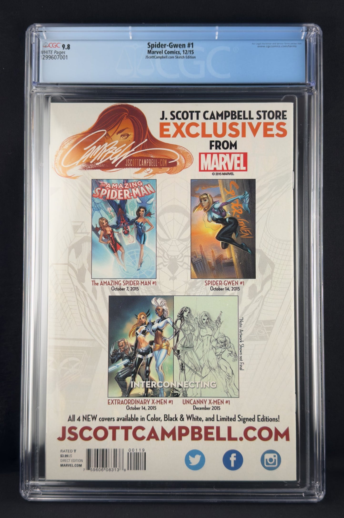 Spider-Gwen #1 (2015) CGC 9.8 J. Scott Campbell Sketch Variant Ltd 300