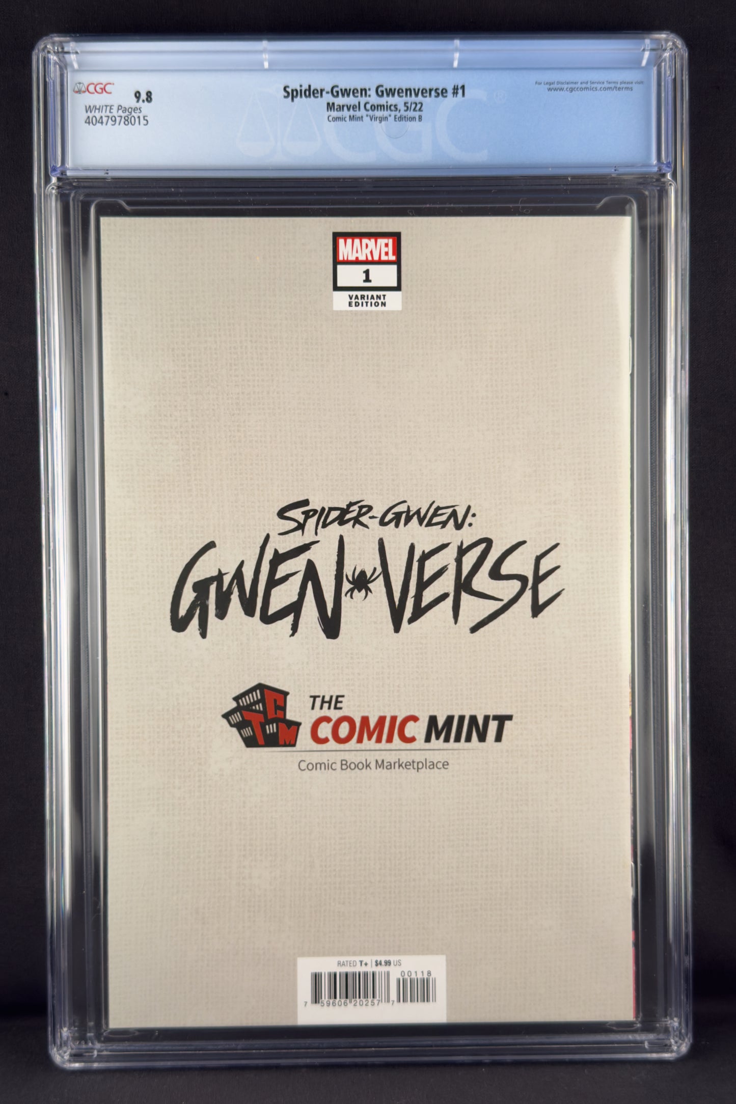 Spider-Gwen: Gwenverse #1 (2022) CGC 9.8 Chrissie Zullo Virgin Variant B Ltd 600