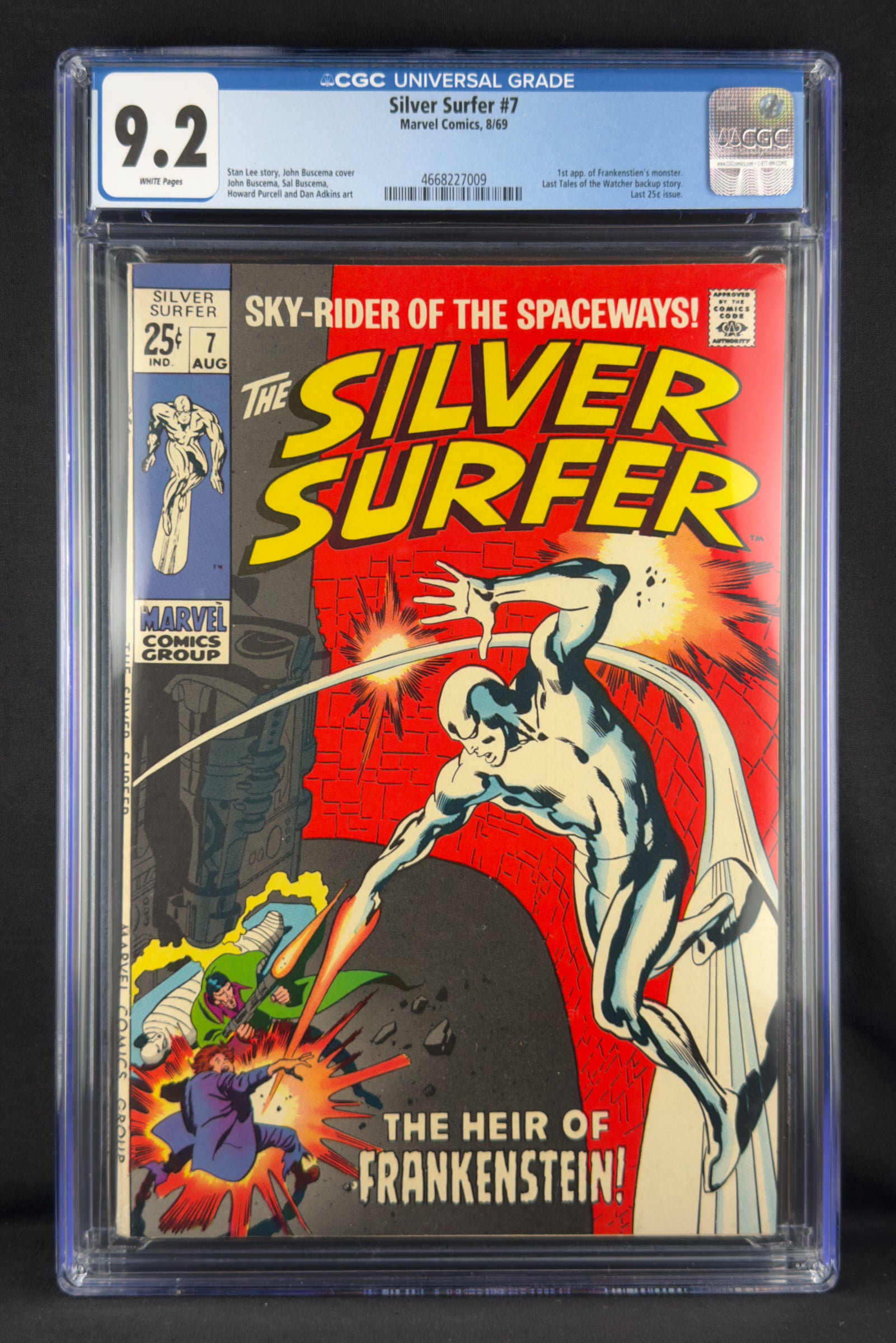 Silver Surfer #7 (1969) CGC 9.2 - First app of Frankensteins monster.