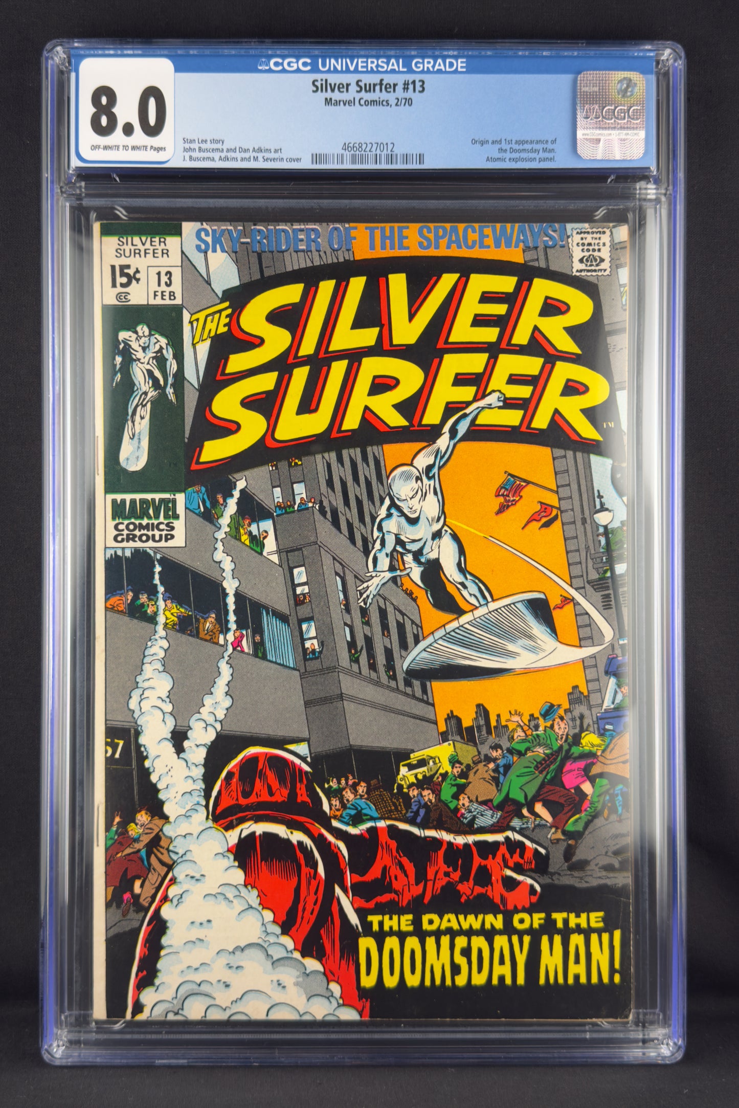 Silver Surfer #13 (1970) CGC 8.0 - First appearance of Doomsday Man.