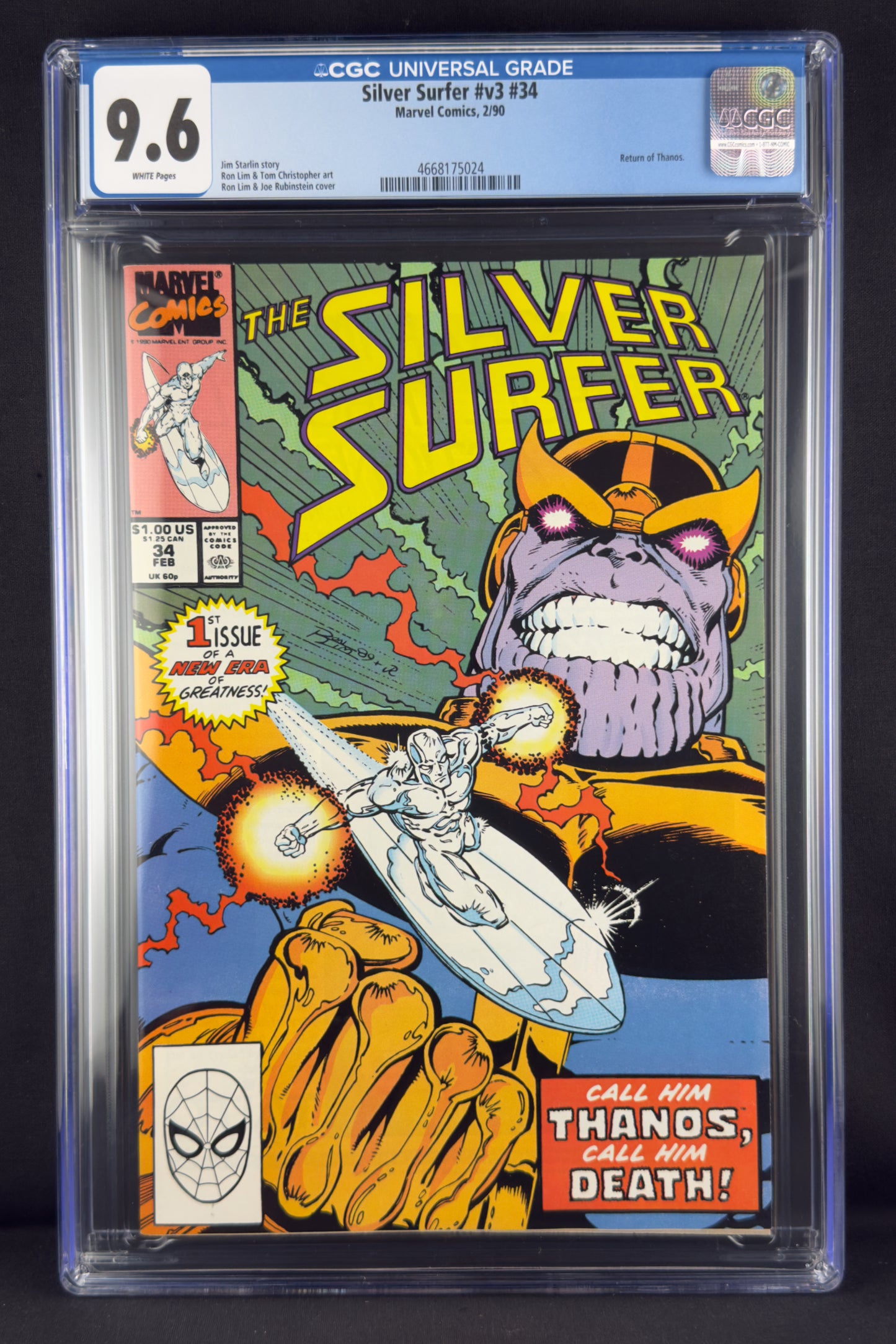 Silver Surfer #34 (1990) CGC 9.6 - Return of Thanos. Silver Surfer.