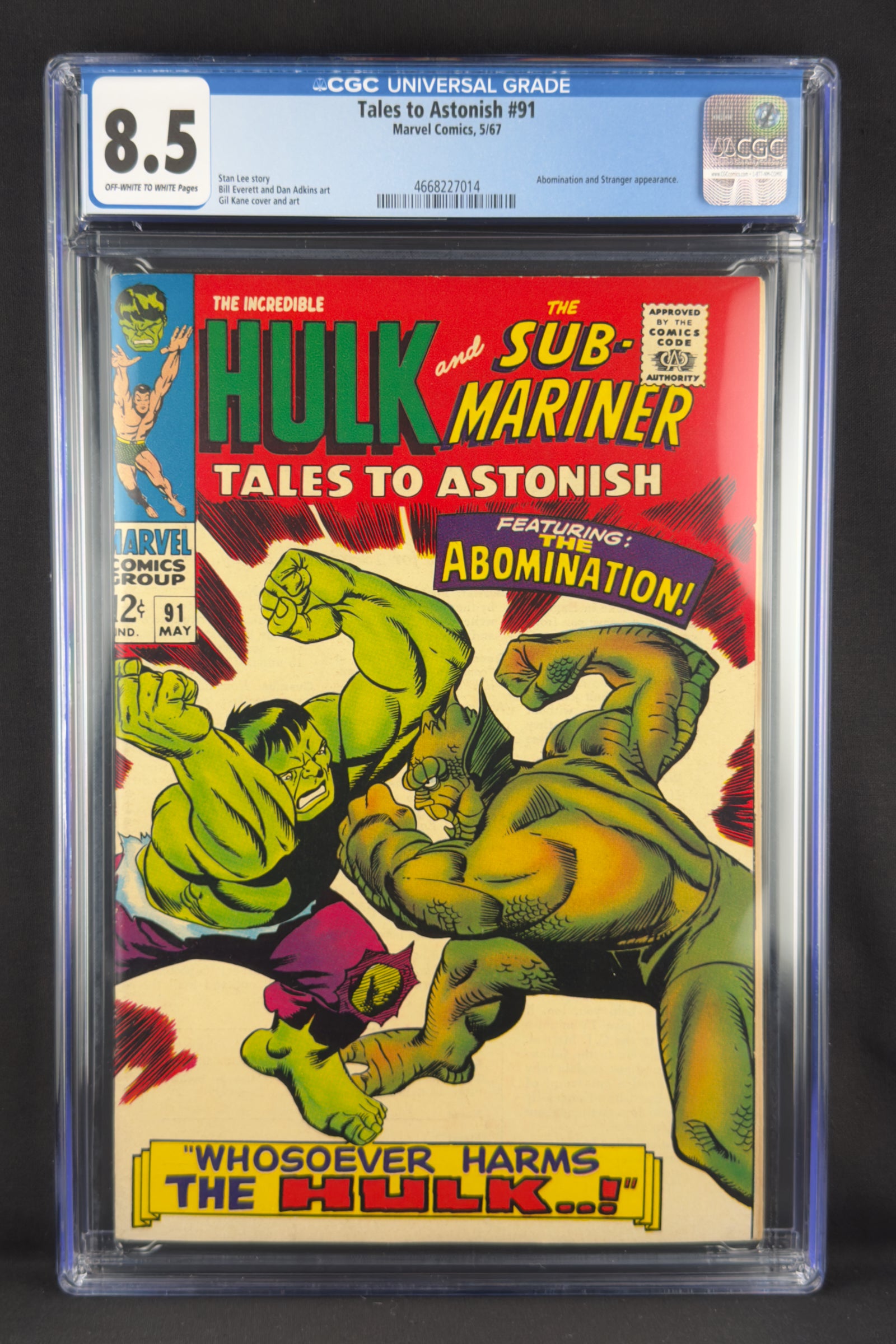 Tales to Astonish #91 (1967) CGC 8.5 - First Abomination cover.