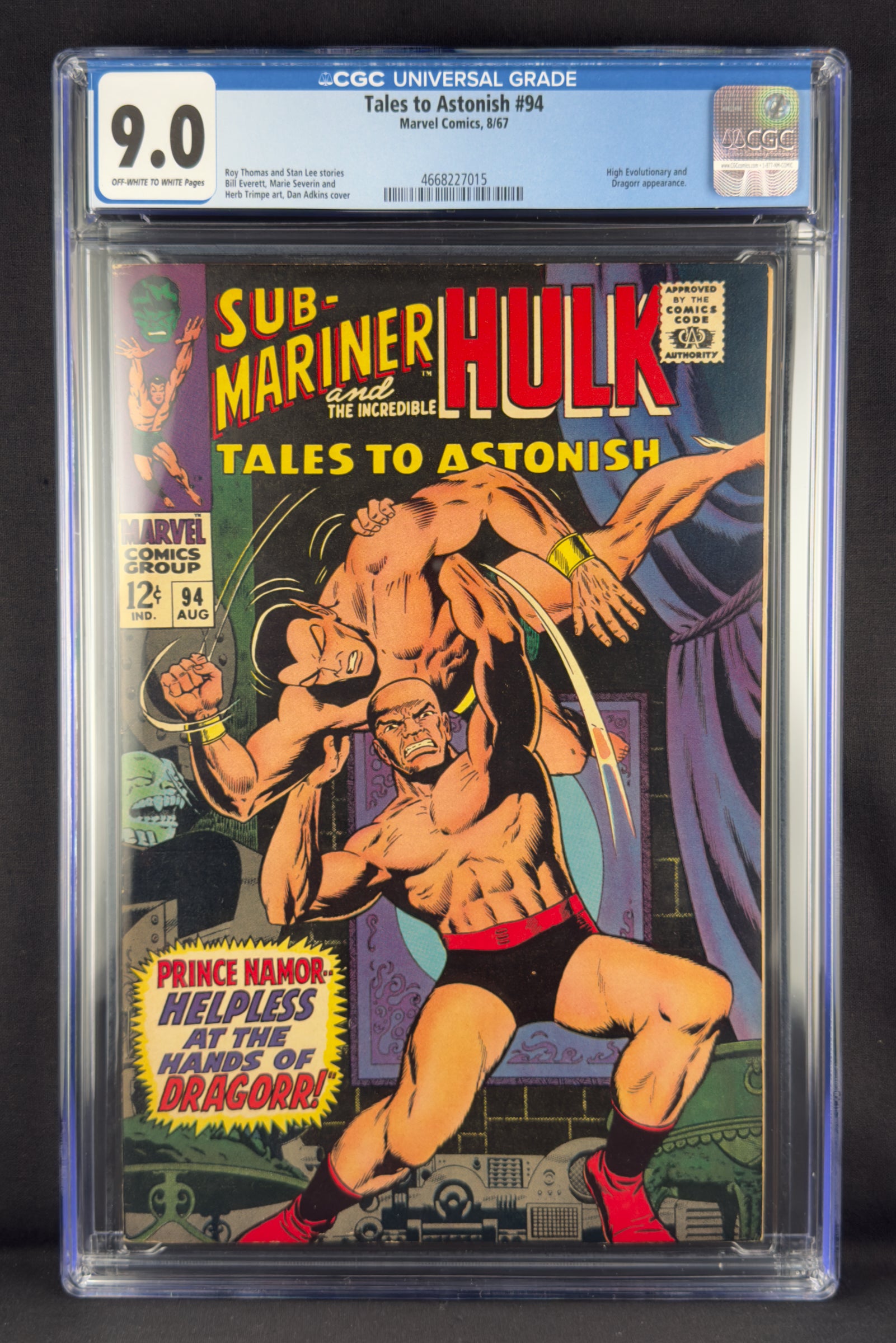 Tales to Astonish #94 (1967) CGC 9.0. Third app of High Evolutionary.