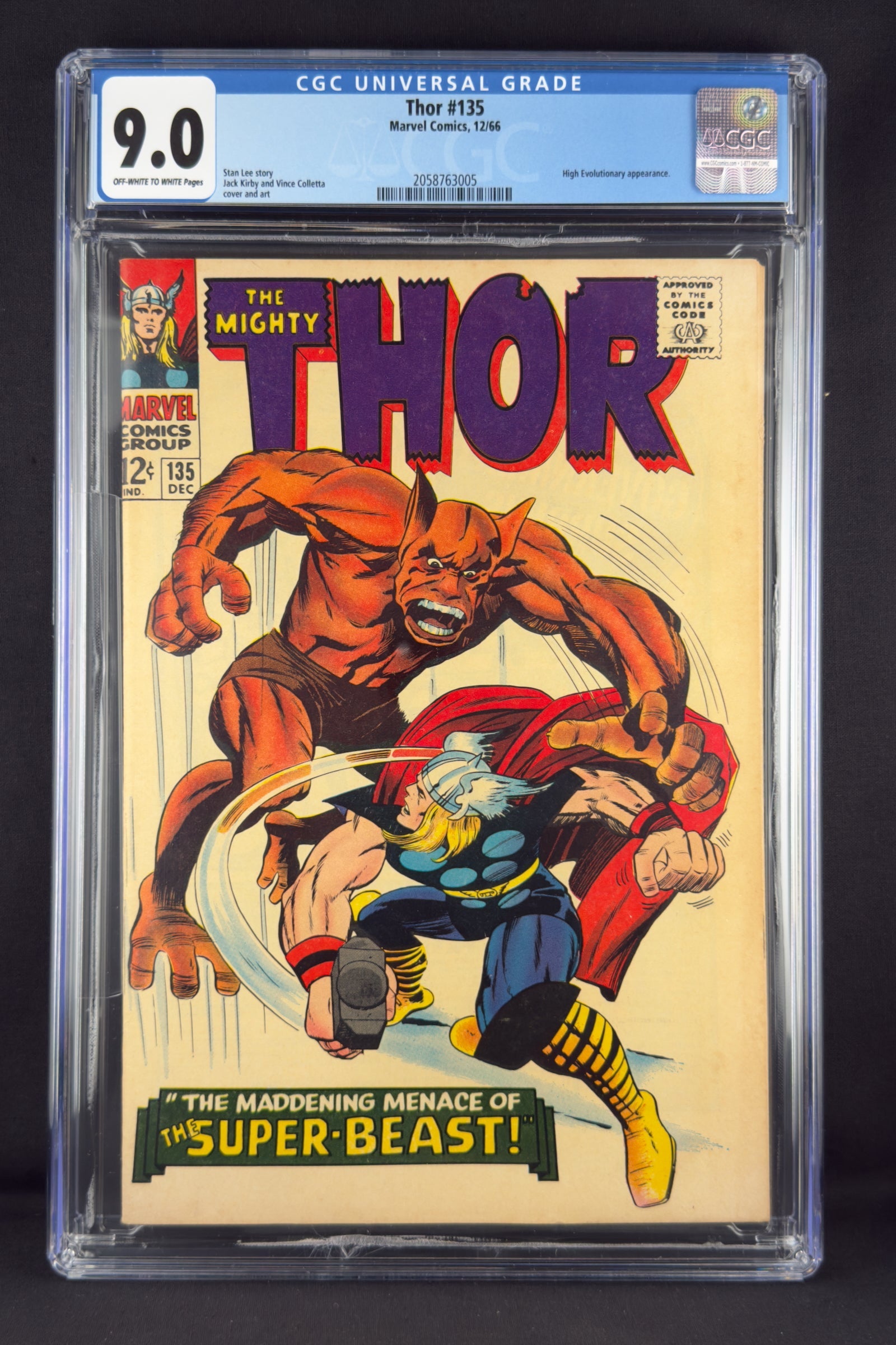 Thor #135 (1966) CGC 9.0 - Second appearance of the High Evolutionary. Man-Beast