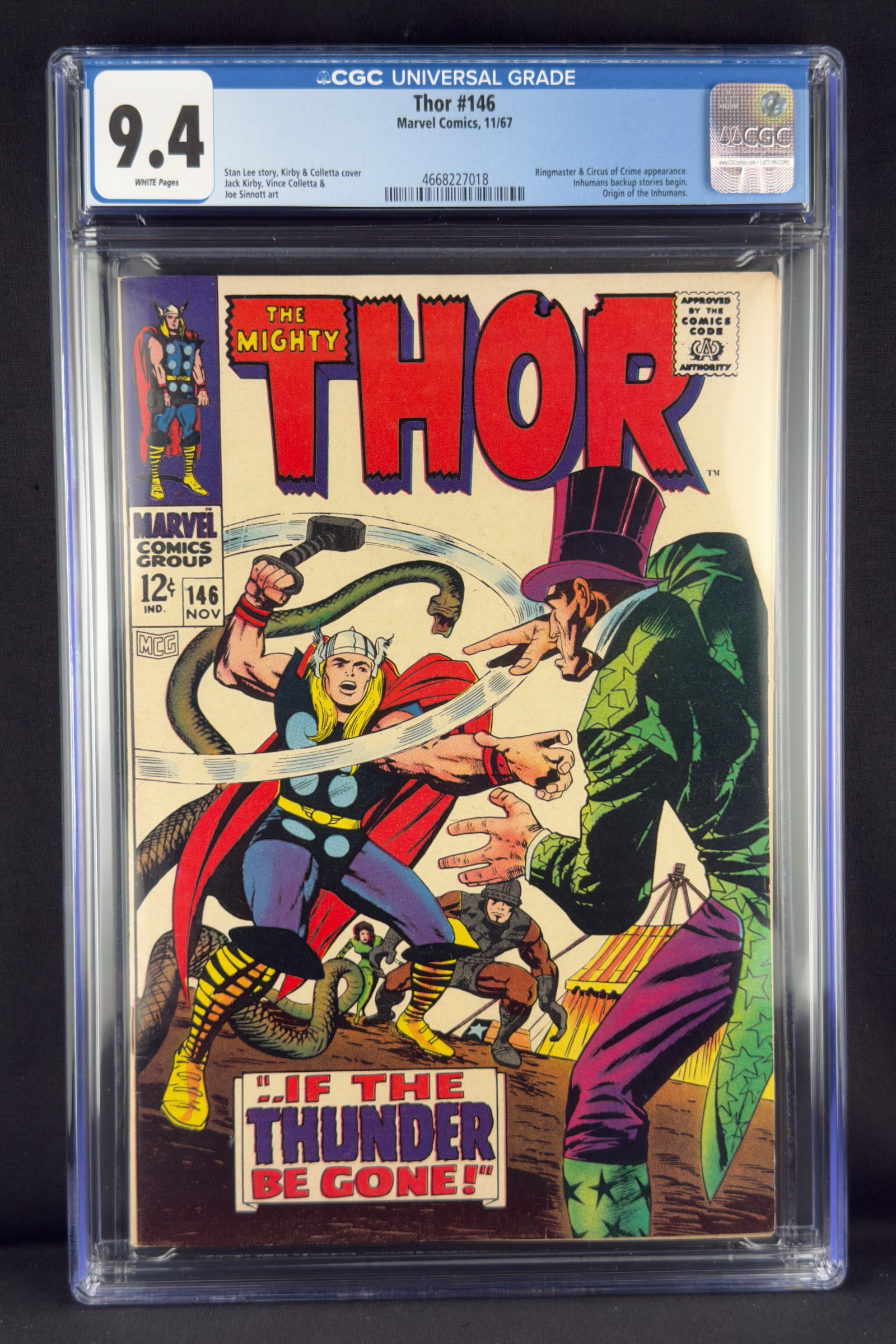 Thor #146 (1967) CGC 9.4 - Origin Inhumans.