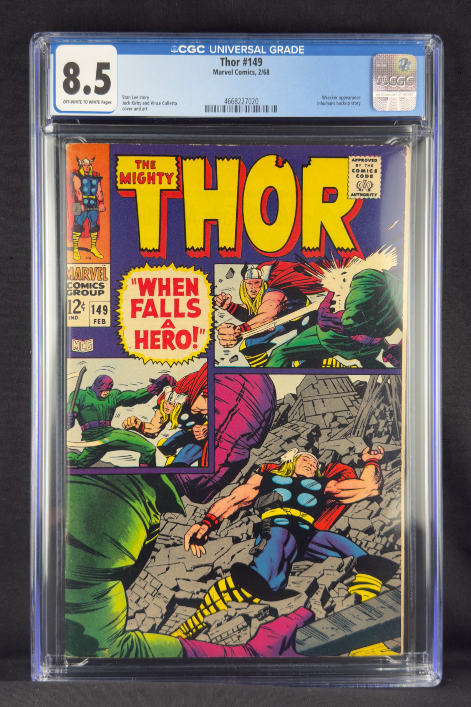 Thor #149 (1968) CGC 8.5—Origin Black Bolt.