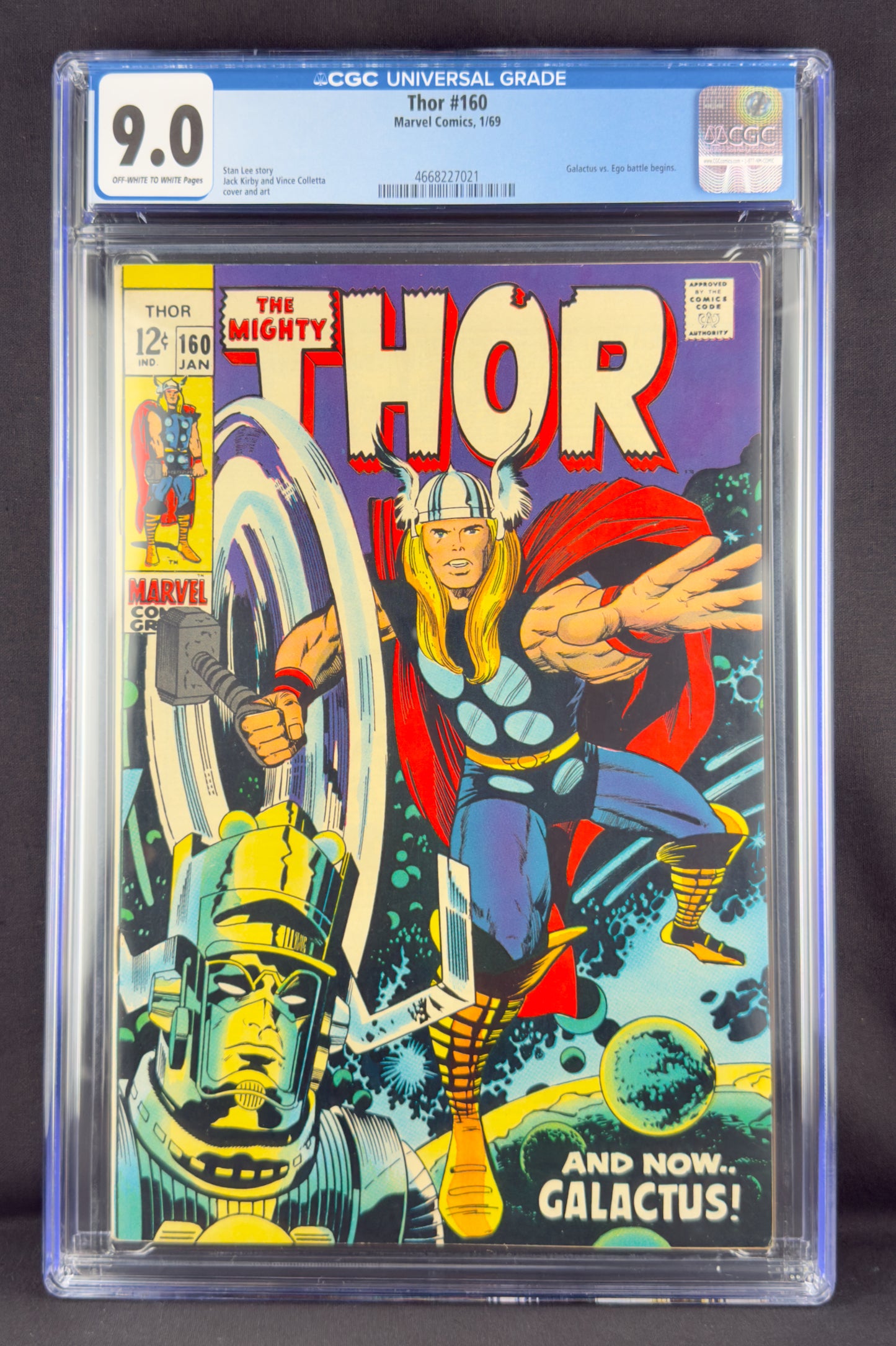 Thor #160 (1969) CGC 9.0 - Galactus vs Ego. Thor.