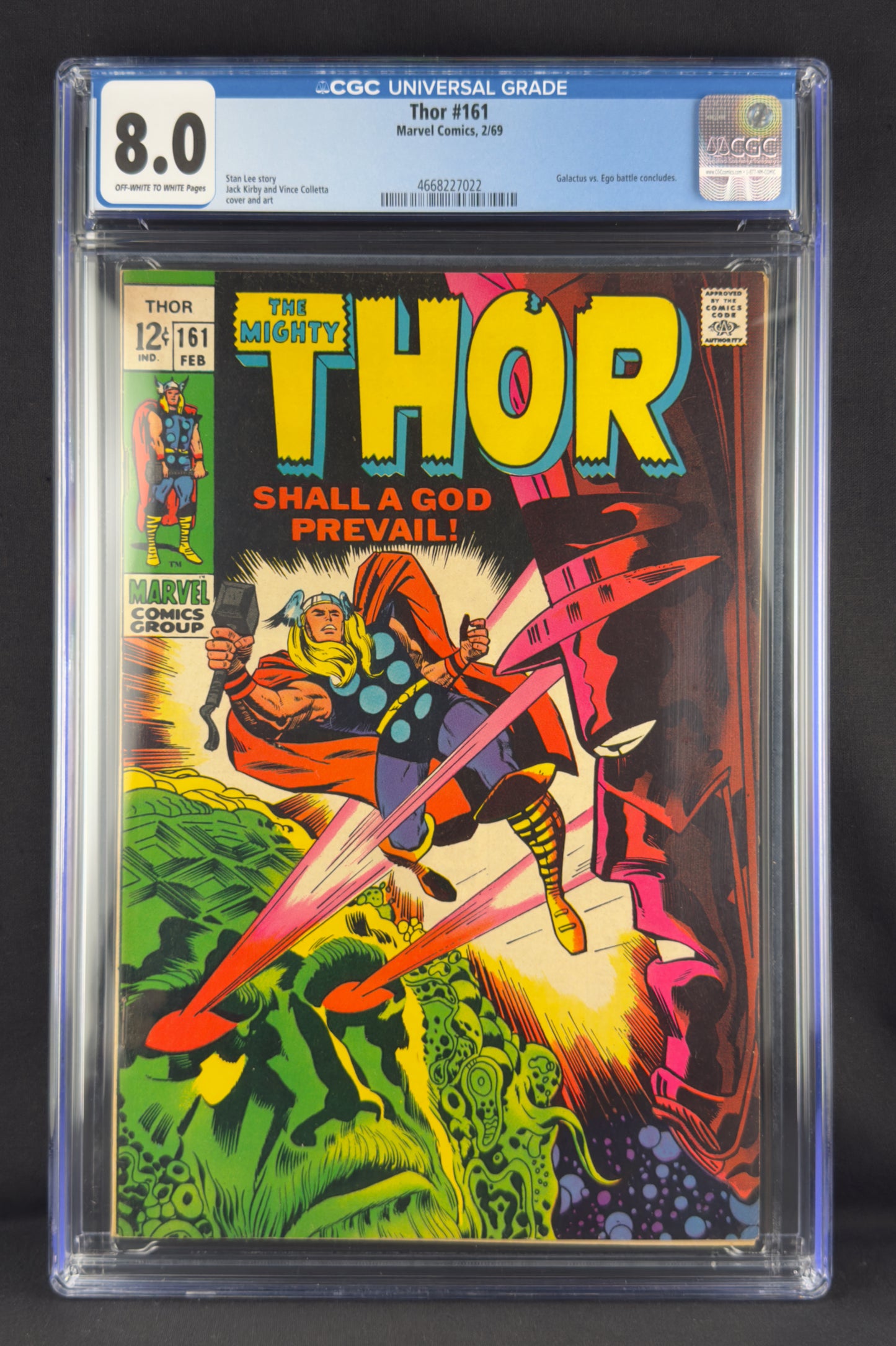 Thor #161 (1969) CGC 8.0 - Galactus vs Ego. Thor.