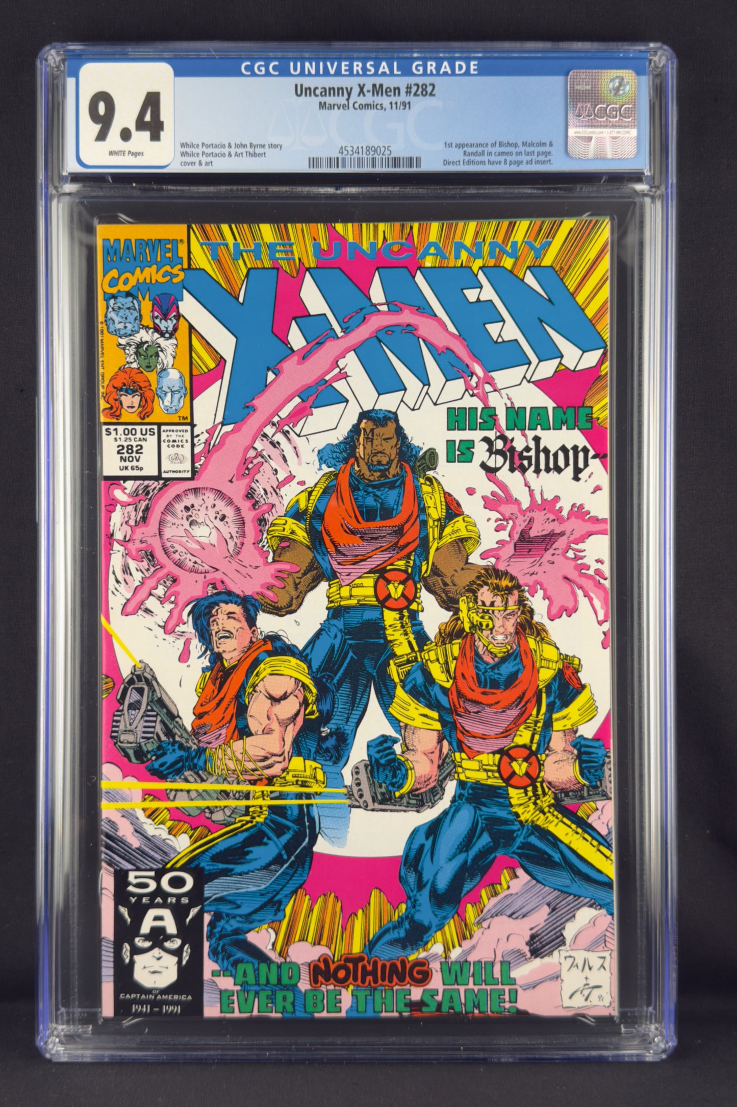 Uncanny X-Men #282 (1991) CGC 9.4 - First cameo Bishop.