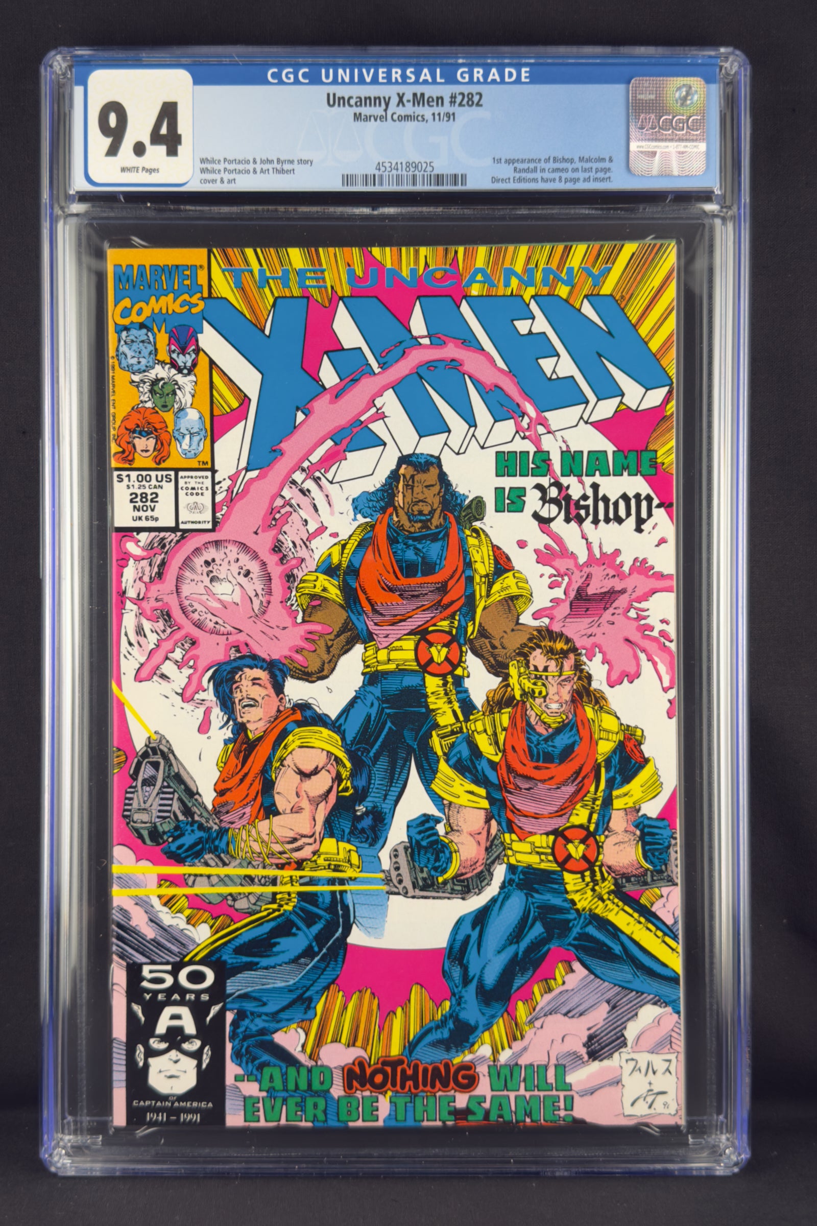 Uncanny X-Men #282 (1991) CGC 9.4 - First cameo Bishop.