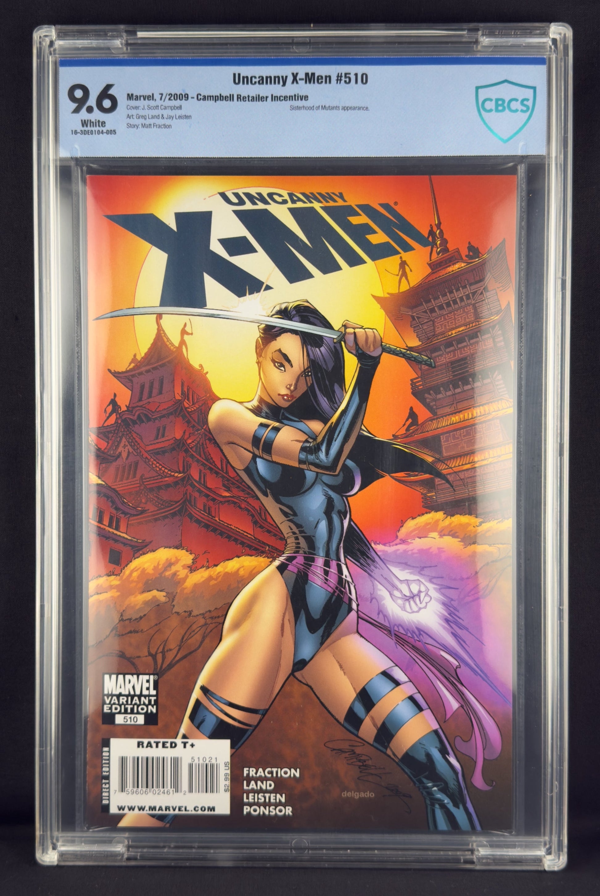 Uncanny X-Men #510 (2009) CBCS 9.6 J. Scott Campbell Psylocke