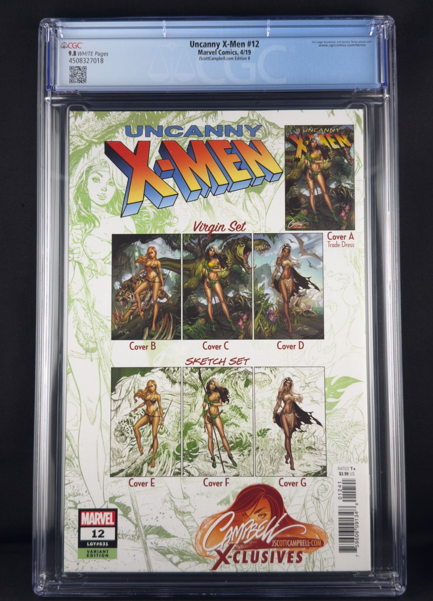 Uncanny X-Men #12 (2019) CGC 9.8 J. Scott Campbell Virgin Variant B Ltd 2500