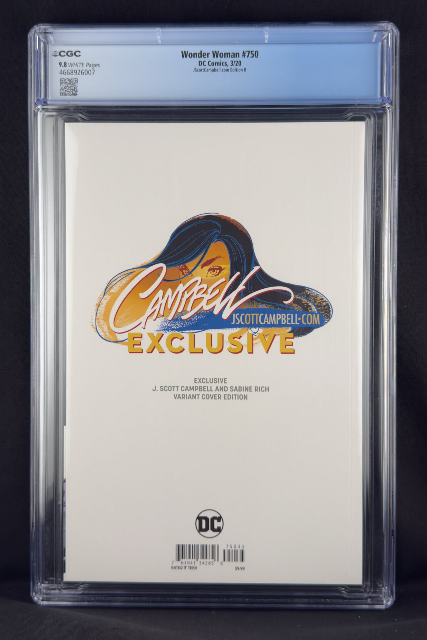 Wonder Woman #750 (2020) CGC 9.8 J. Scott Campbell Variant B Ltd 2000