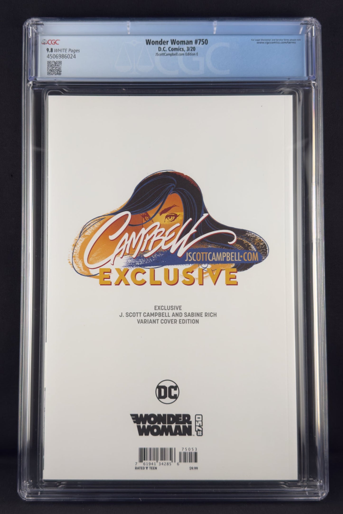 Wonder Woman #750 (2020) CGC 9.8 J. Scott Campbell Virgin Variant E Ltd 1000