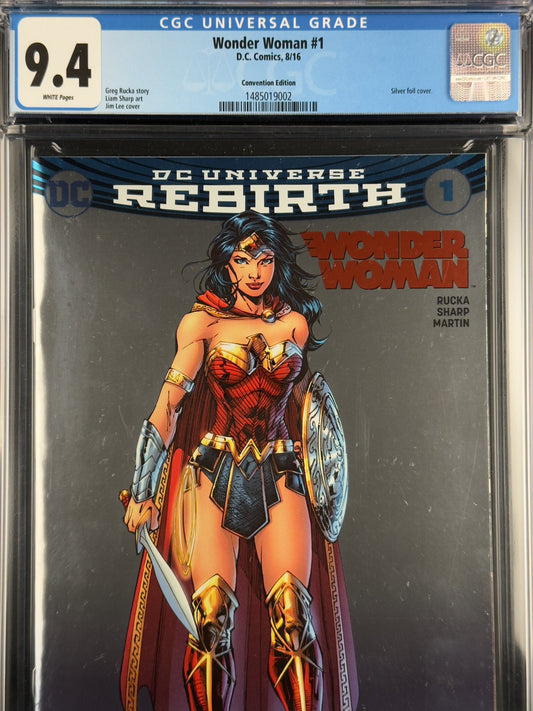 Wonder Woman #1 (2016) CGC 9.4 Jim Lee Silver Foil Convention Variant