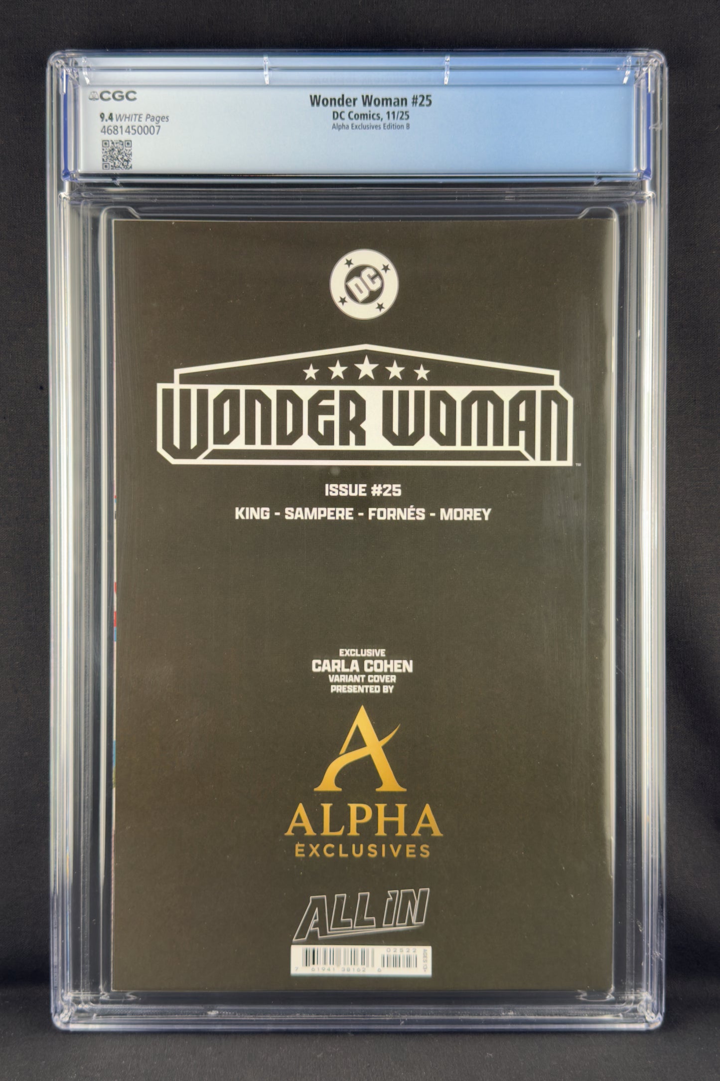 Wonder Woman #25 (2025) CGC 9.4 Carla Cohen Variant B Ltd 1000