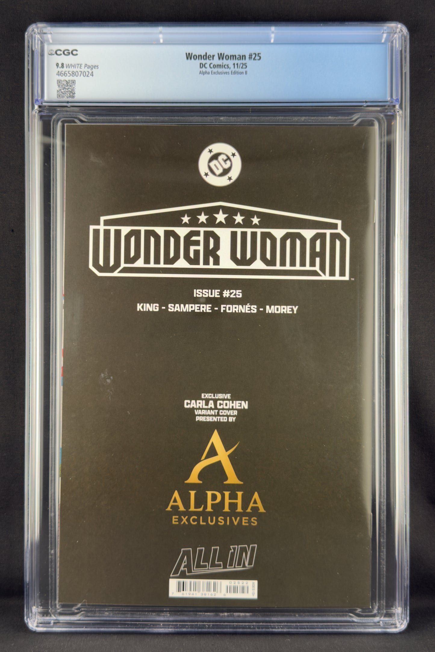 Wonder Woman #25 (2025) CGC 9.8 Carla Cohen Variant B Ltd 1000