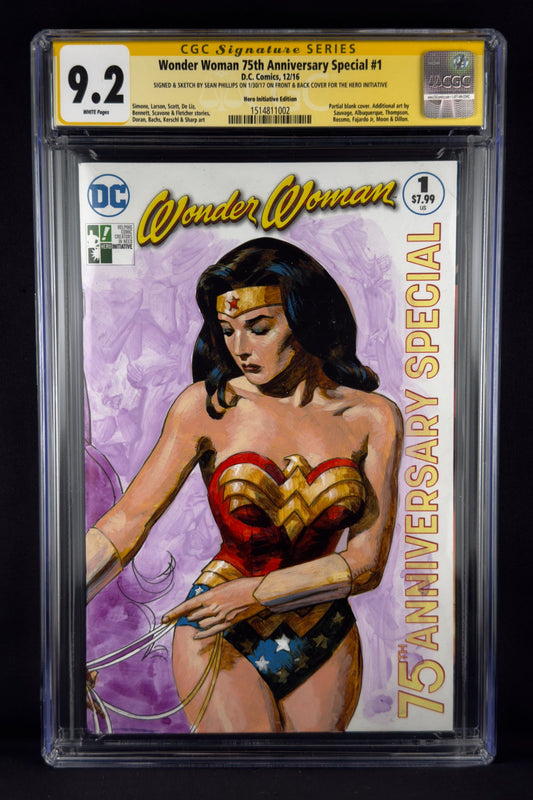 Wonder Woman 75th Anniversary Special #1 (2016) CGC 9.2 SS Sean Phillips Sketch Variant - Sketches of Wonder Woman on Front & Back Covers
